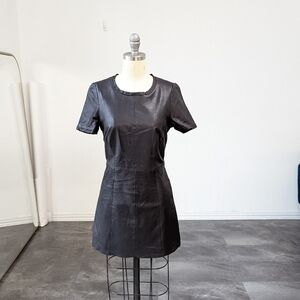 Muubaa Lamb Leather Short Sleeve Mini Dress Black 2 hip streetwear punk party